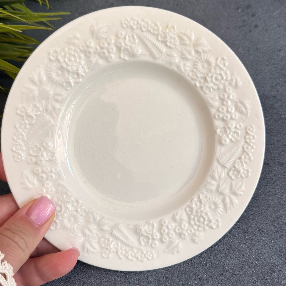 Floral Embossed Cream Bread&butter  Plate